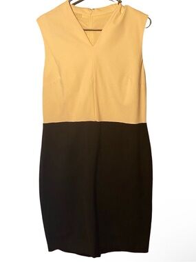 ❤️ Talbots Sleeveless Two-Tone V-Neck Sheath Dress in Ivory White and Black